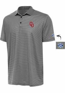 Antigua Oklahoma Sooners Mens Black Rings Design Short Sleeve Polo