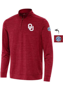 Antigua Oklahoma Sooners Mens Red Bright Long Sleeve Qtr Zip Pullover