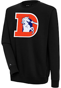 Antigua Denver Broncos Mens Black Victory Long Sleeve Crew Sweatshirt