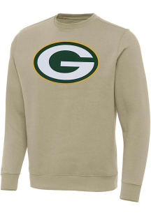 Antigua Green Bay Packers Mens Khaki Victory Long Sleeve Crew Sweatshirt