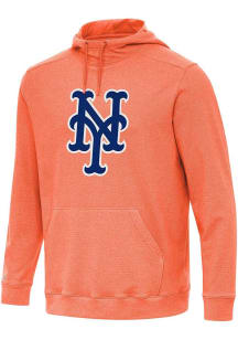 Antigua New York Mets Mens Orange Cloud Long Sleeve Hoodie