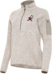 Antigua Cleveland Browns Womens Oatmeal Fortune Qtr Zip