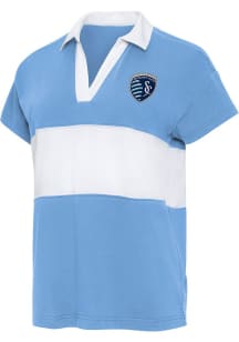 Antigua Sporting Kansas City Womens Light Blue Balmy Short Sleeve Polo Shirt