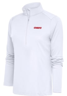 Antigua Kansas City Chiefs Womens White Tribute Qtr Zip Pullover