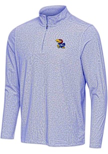 Antigua Kansas Jayhawks Mens Blue Pave Long Sleeve Qtr Zip Pullover