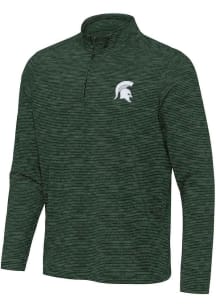 Mens Michigan State Spartans Green Antigua Determined Qtr Zip Pullover