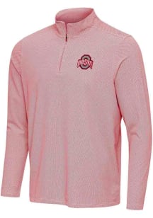 Mens Ohio State Buckeyes Red Antigua Pave Qtr Zip Pullover