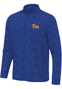 Mens Pitt Panthers Blue Antigua Determined Qtr Zip Pullover