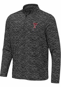 Antigua Texas Tech Red Raiders Mens Black Determined Long Sleeve Qtr Zip Pullover