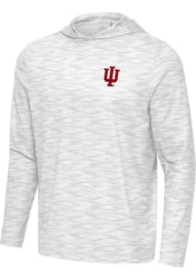 Mens Indiana Hoosiers White Antigua Swell Long Sleeve Hoodie