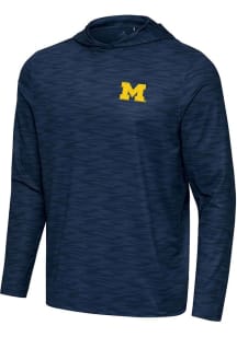 Mens Michigan Wolverines Blue Antigua Swell Long Sleeve Hoodie
