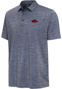 Antigua Arkansas Razorbacks Mens Red Hidden Blooming Short Sleeve Polo