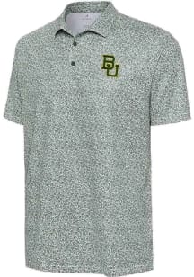 Antigua Baylor Bears Mens Green Field Ditsy Short Sleeve Polo