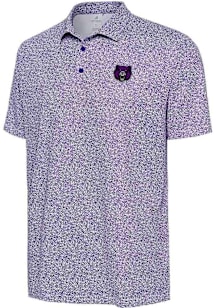 Antigua Central Arkansas Bears Mens Purple Field Ditsy Short Sleeve Polo