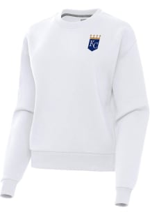 Antigua Kansas City Royals Womens White Victory Crew Sweatshirt
