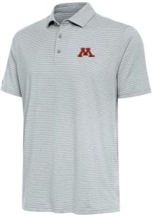 Mens Minnesota Golden Gophers Grey Antigua Scheme Short Sleeve Polo Shirt