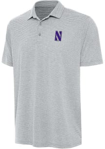 Mens Northwestern Wildcats Grey Antigua Scheme Short Sleeve Polo Shirt