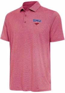 Antigua SMU Mustangs Mens Red Scheme Short Sleeve Polo