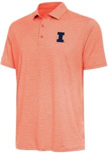 Mens Illinois Fighting Illini Orange Antigua Scheme Short Sleeve Polo Shirt