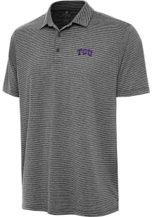 Antigua TCU Horned Frogs Mens Black Scheme Short Sleeve Polo