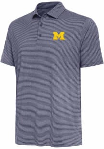 Mens Michigan Wolverines Navy Blue Antigua Scheme Short Sleeve Polo Shirt