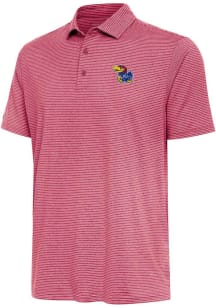 Antigua Kansas Jayhawks Mens Red Scheme Short Sleeve Polo