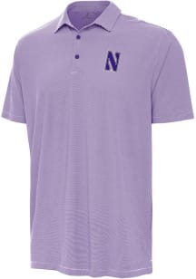 Mens Northwestern Wildcats Purple Antigua Twine Short Sleeve Polo Shirt