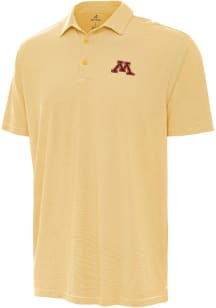 Mens Minnesota Golden Gophers Yellow Antigua Twine Short Sleeve Polo Shirt