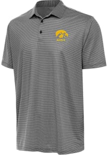 Mens Iowa Hawkeyes Black Antigua Rings Short Sleeve Polo Shirt