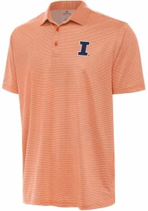 Mens Illinois Fighting Illini Orange Antigua Rings Short Sleeve Polo Shirt