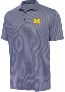 Mens Michigan Wolverines Navy Blue Antigua Rings Short Sleeve Polo Shirt