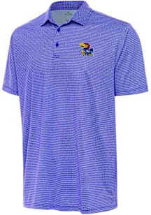 Antigua Kansas Jayhawks Mens Blue Rings Short Sleeve Polo
