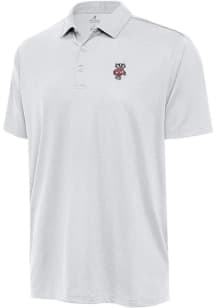 Antigua Wisconsin Badgers Mens White Ellipse Short Sleeve Polo