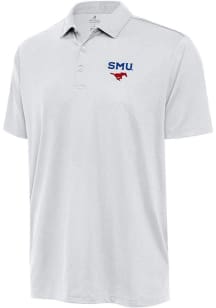 Antigua SMU Mustangs Mens White Ellipse Short Sleeve Polo