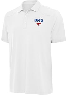 Antigua SMU Mustangs Mens White Western Short Sleeve Polo