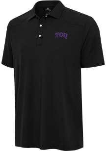 Antigua TCU Horned Frogs Mens Black Western Short Sleeve Polo