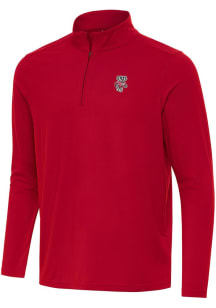 Antigua Wisconsin Badgers Mens Red Intent Long Sleeve Qtr Zip Pullover