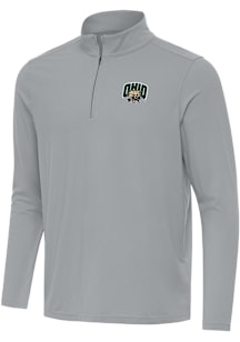 Antigua Ohio Bobcats Mens Grey Intent Long Sleeve Qtr Zip Pullover
