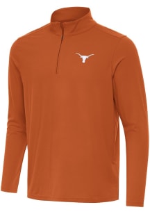 Antigua Texas Longhorns Mens Burnt Orange Intent Design Long Sleeve Qtr Zip Pullover