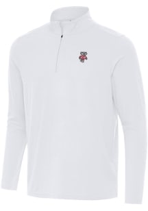 Mens Wisconsin Badgers White Antigua Intent Qtr Zip Pullover