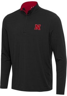 Mens Nebraska Cornhuskers Black Antigua Content Qtr Zip Pullover