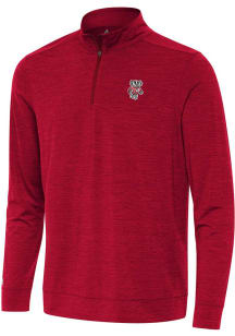 Mens Wisconsin Badgers Red Antigua Bright 1/4 Zip Pullover