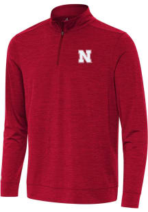 Mens Nebraska Cornhuskers Red Antigua Bright Qtr Zip Pullover