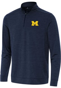 Mens Michigan Wolverines Navy Blue Antigua Bright Qtr Zip Pullover