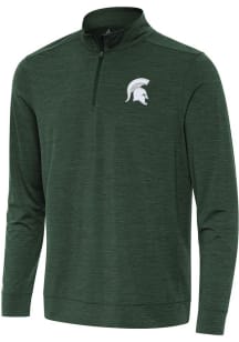 Mens Michigan State Spartans Green Antigua Bright Qtr Zip Pullover