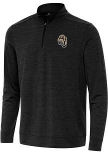 Antigua Oakland University Golden Grizzlies Mens Black Bright Long Sleeve Qtr Zip Pullover