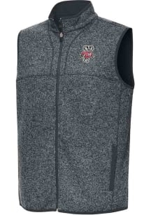 Mens Wisconsin Badgers Charcoal Antigua Fortune Vest