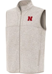 Mens Nebraska Cornhuskers Oatmeal Antigua Fortune Vest