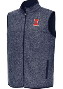 Antigua Illinois Fighting Illini Mens Navy Blue Fortune Sleeveless Jacket