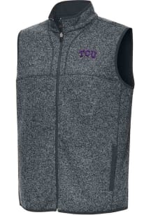 Antigua TCU Horned Frogs Mens Charcoal Fortune Sleeveless Jacket